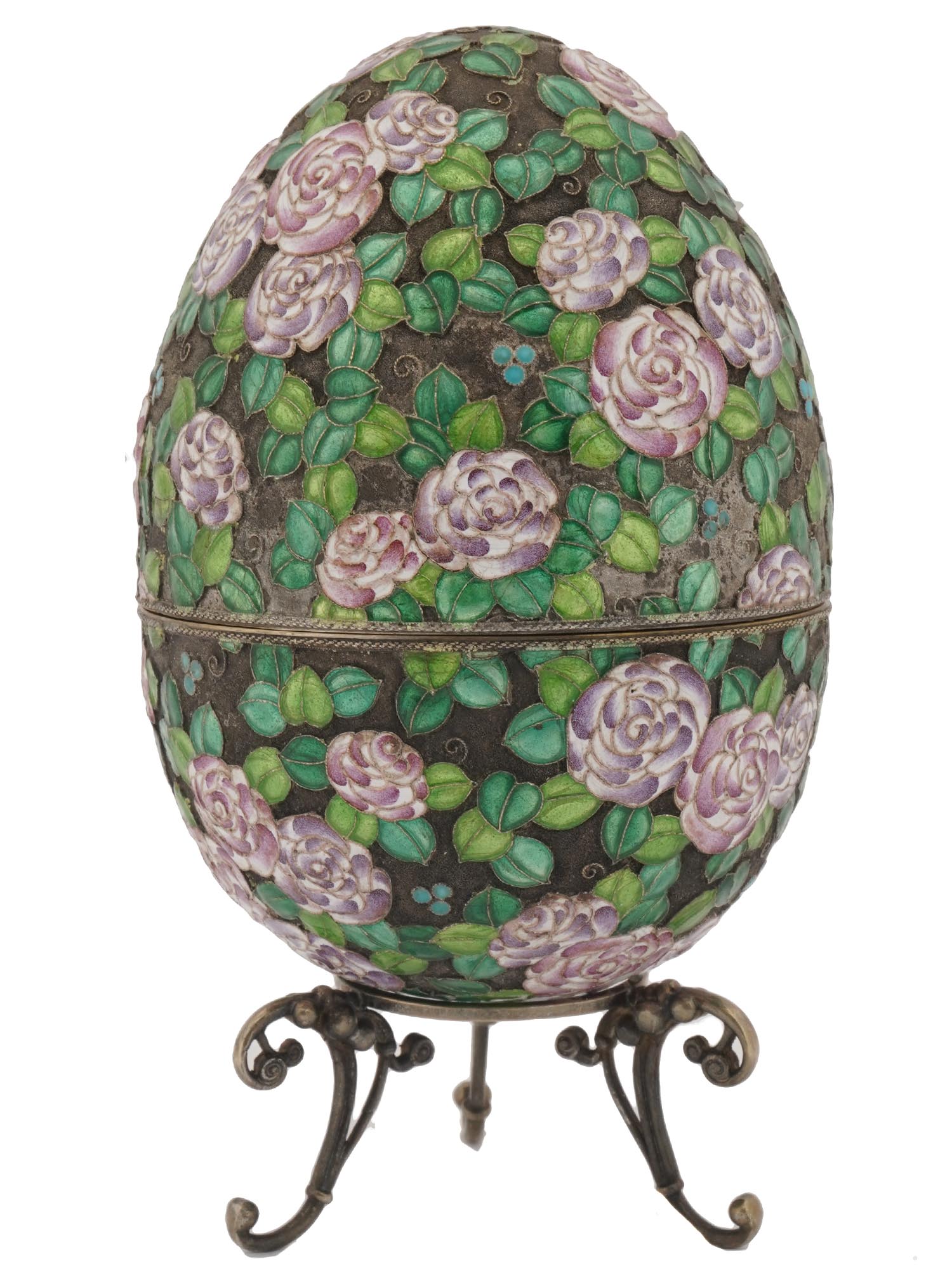 EXTRA LARGE RUSSIAN 84 SILVER EASTER EGG CASE PIC-1